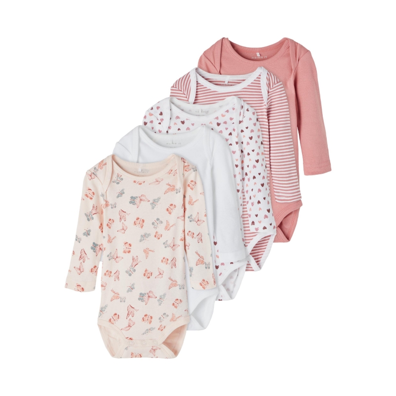 NAME IT Baby Strampler Langarm - Bio-Baumwolle Mit TENCEL, All-over-Print, Druckknopfverschluss