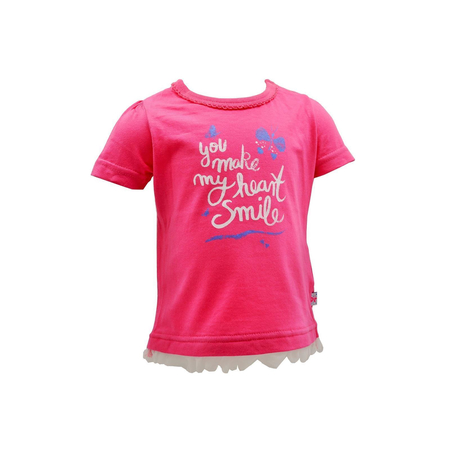 Blue Seven girls T-shirt in pink with tulle hemline
