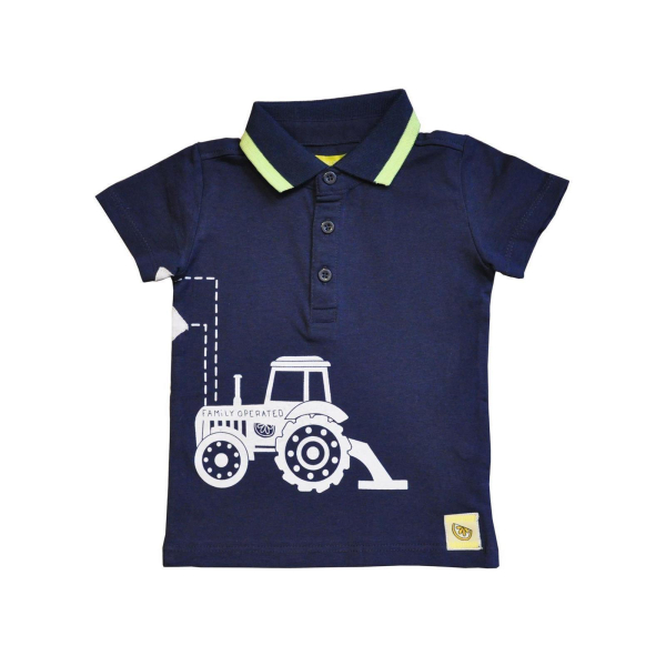 Polo Shirt " Tractor " in dark blue by Lemon Beret 86 / 12-18 months