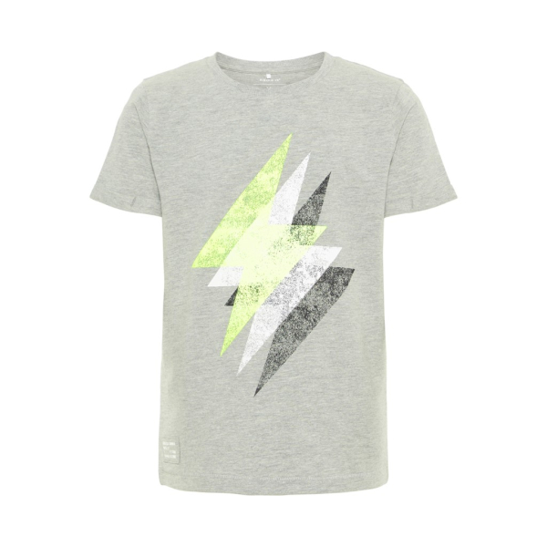 NAME IT T-Shirt mit Neon-Print aus Bio-Baumwolle in grau