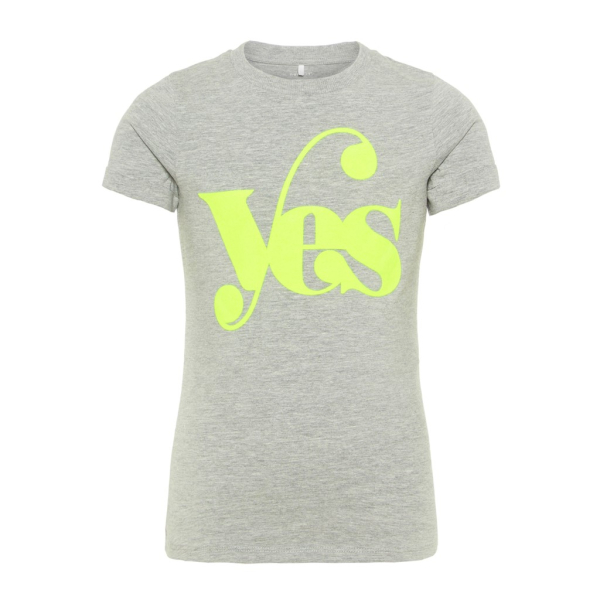 Name It Girls T-Shirt Neon Letter Print Grey 116