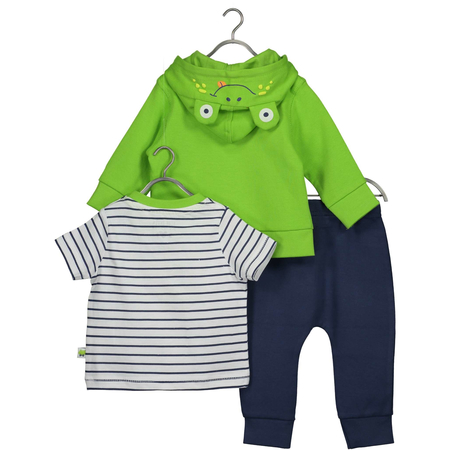 Blue Seven 3-piece baby set Frog in green / blue