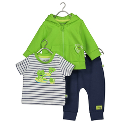 Blue Seven 3-piece baby set Frog in green / blue