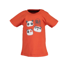 Camiseta azul Seven unisex con estampado Panda naranja
