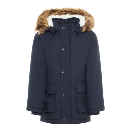 Name It boys parka padded with hood in blue 98