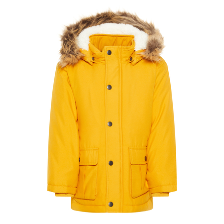 Name It boys parka padded with hood in yellow 98