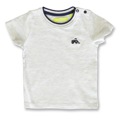 Lemon Beret Baby T-Shirt Tractor Patch in grey