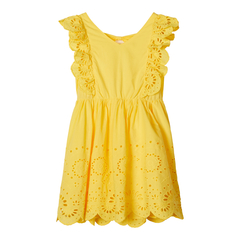 Vestido de nia Name It con bordado perforado en amarillo