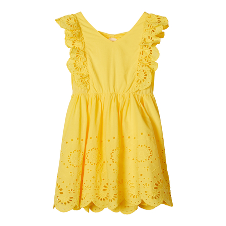 Name It Mdchen Kleid mit Loch-Stickmuster in gelb 140