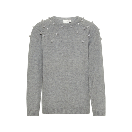 Name It girls knitted jumper with pearls in grey