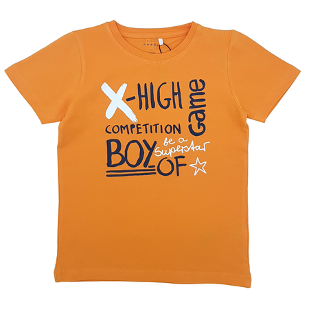 Name It boys short-sleeved T-shirt with print in orange