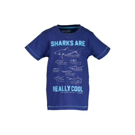 Blue Seven boys T-shirt in blue with shark print 92