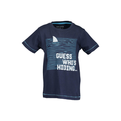 Blue Seven boys T-shirt in dark blue shark print
