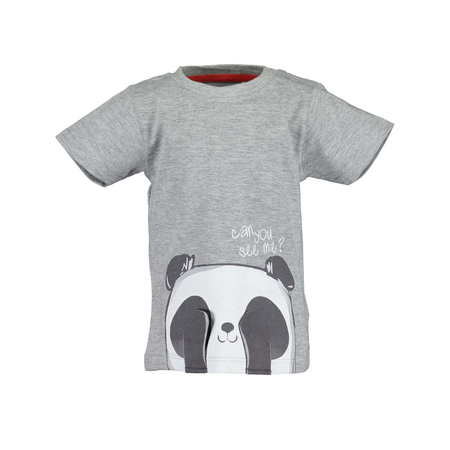Blue Seven unisex short sleeve shirt grey with panda print