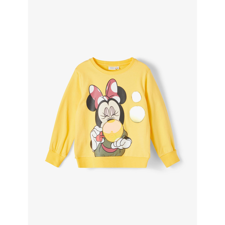 Name It girls long sleeve jumper in yellow with print 80