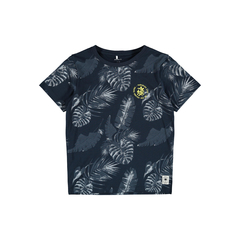 T-shirt da ragazzo Name It con stampa di foglie in blu