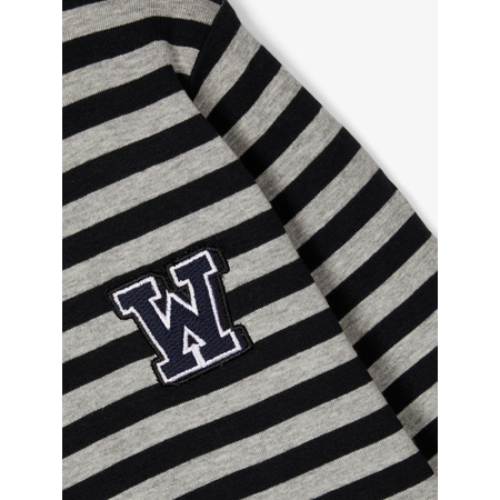 Name It boys long sleeve t-shirt striped with patch Grey Melange 116