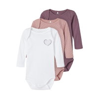 Name It girls 3-pack organic cotton bodysuit set
