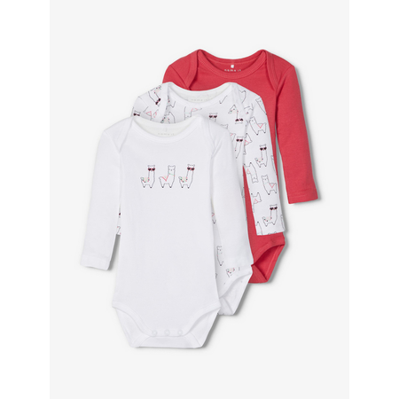 Name It girls 3-pack bodysuits in organic cotton Claret Red 56