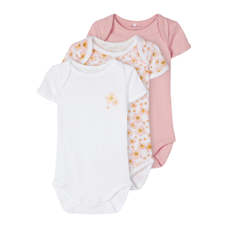 Name It girls 3-pack bodysuits in organic cotton Silver Pink-56