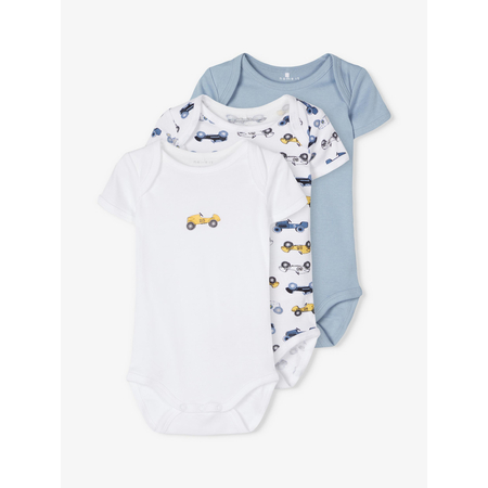 Name It boys three-pack of bodysuits in organic cotton Dusty Blue-68