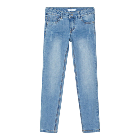 Name It Jungen Stretch Jeans im coolem Used-Style Light Blue Denim 146