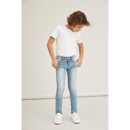 Name It Jungen Stretch Jeans im coolem Used-Style Light Blue Denim 146