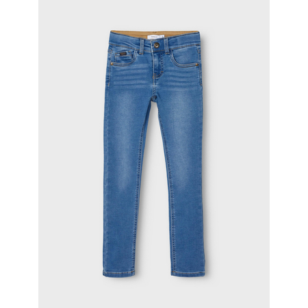 Name It boys skinny fit jeans in organic cotton Medium Blue Denim 152
