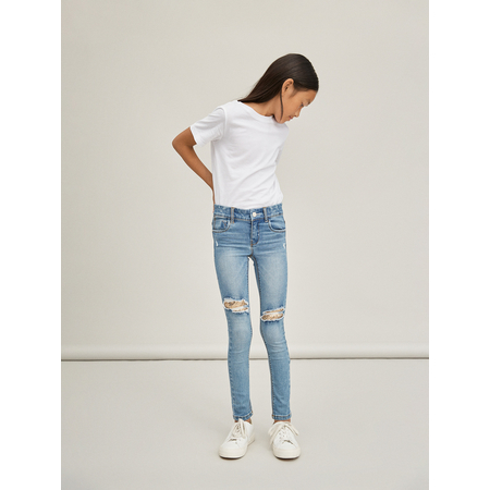 Name It girls stretch jeans in organic cotton Medium Blue Denim 104
