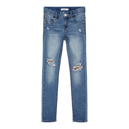 Name It girls stretch jeans in organic cotton Medium Blue Denim 164