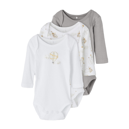 Name It Unisex long sleeve bodysuits in organic cotton Alloy 68