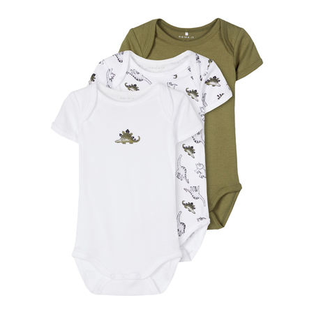Name It baby bodysuits in a set of 3 made of organic cotton Loden Green 74