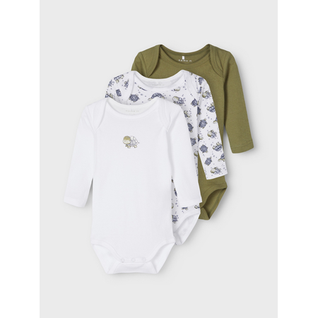 Name It unisex baby 3-pack bodysuits organic cotton Loden Green 56
