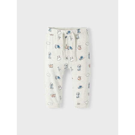 Name It Baby Sweat Pants with Animal Allover Print Light Grey Melange 56