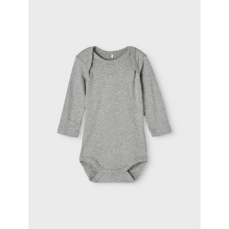 Name It 3-pack unisex long-sleeved baby bodysuits Grey Melange 62
