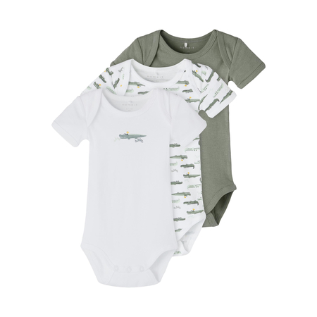 Name It 3 pack unisex short sleeved baby bodysuits Agave Green 62