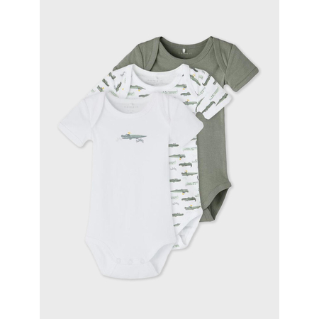 Name It 3 pack unisex short sleeved baby bodysuits Agave Green 62