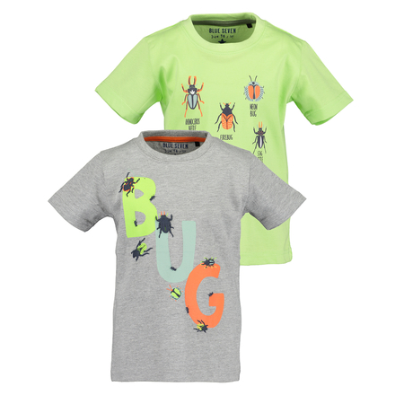 Blue Seven boys shirts printed in a double pack Grey & Green 116