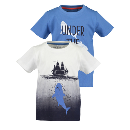 Blue Seven boys shark print shirts 2-pack White & Blue 92