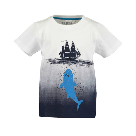 Blue Seven boys shark print shirts 2-pack White & Blue 116