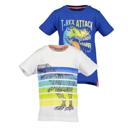 Blue Seven boys printed T-shirts in a double pack White & Blue 116