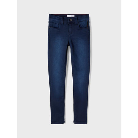 Ragazze pantaloni jeans skinny fit in cotone organico Dark Blue Denim 134