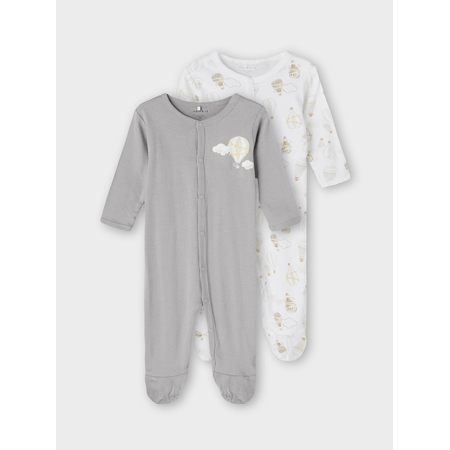Name It Baby unisex pyjamas 2-pack with feet Alloy-50