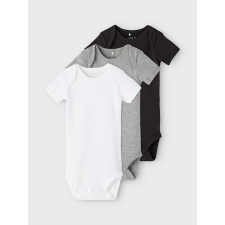 Name It unisex short sleeve baby bodysuits 3-pack Black 56