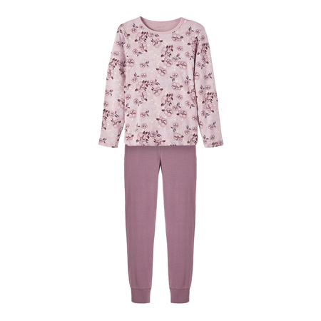 Name It girls organic cotton pyjama set. Mauve Shadows-122-128
