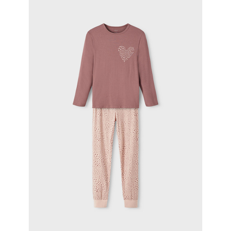 Name It Pyjama Set Heart fr Mdchen aus Bio-Baumwolle Rose Taupe-86-92