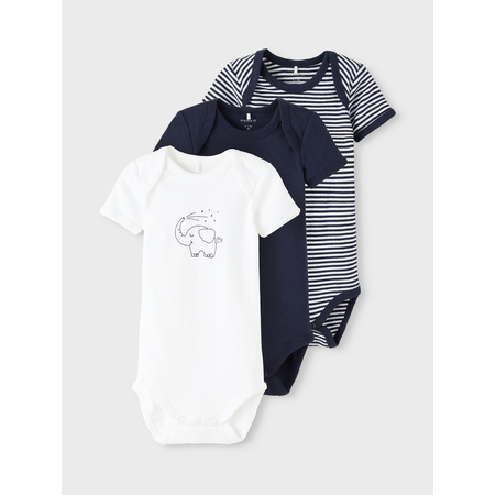 Name It 3-pack short-sleeved baby bodysuits in organic cotton Dark Sapphire-62