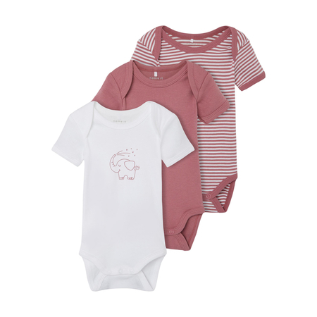 Name It 3-pack short-sleeved baby bodysuits in organic cotton Mesa Rose-98