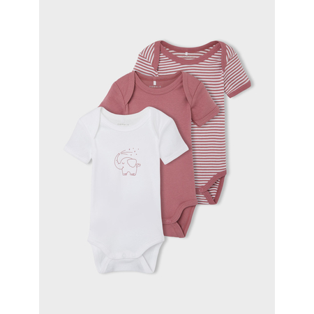 Name It 3-pack short-sleeved baby bodysuits in organic cotton Mesa Rose-98