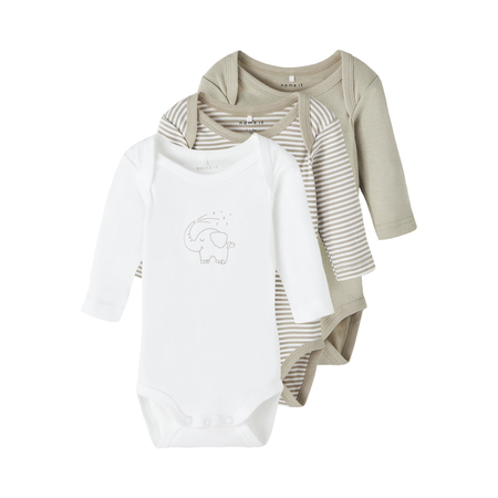 Name It 3-pack long-sleeved baby bodysuits in organic cotton